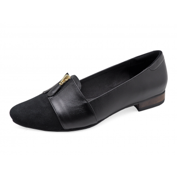Women Courts Flat HSC-74 Black Suede-Black Nappa